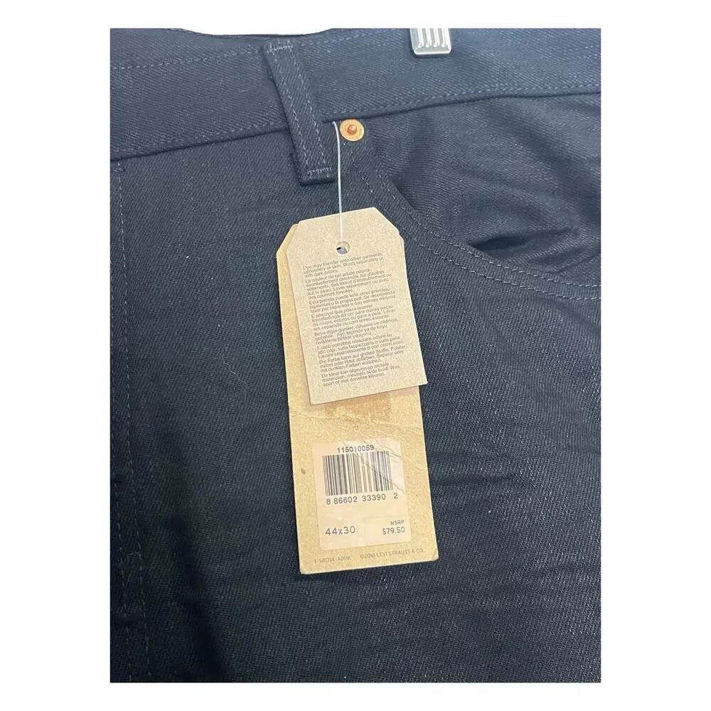 Levis 501 Original Jeans Mens 44x30 Black Straight Leg Button Fly Denim Classic